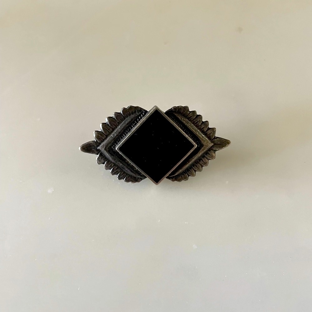 Y2K Vintage Sterling Silver and Black Brooch